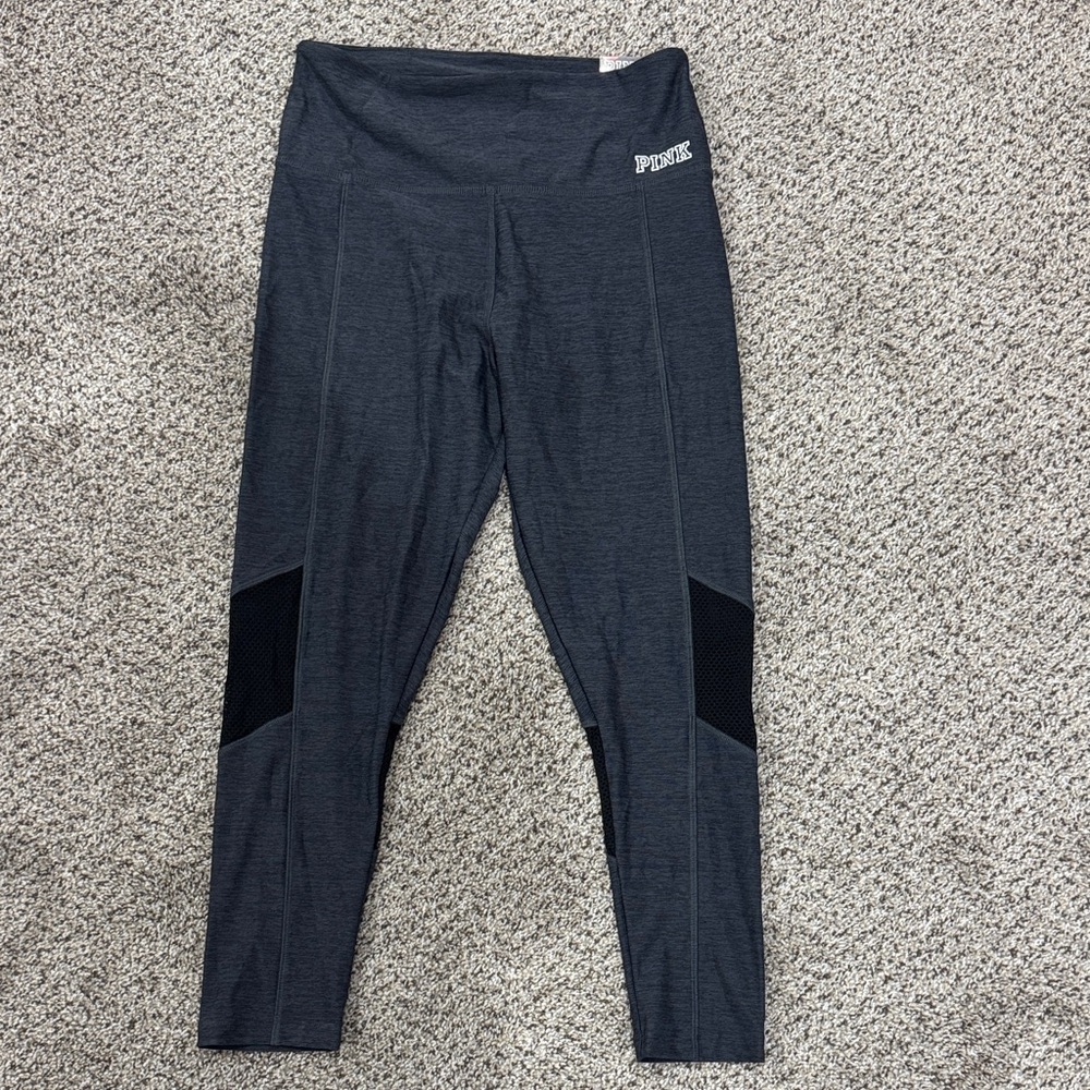 PINK Victoria's Secret Dark Gray Mesh-Panel Leggings